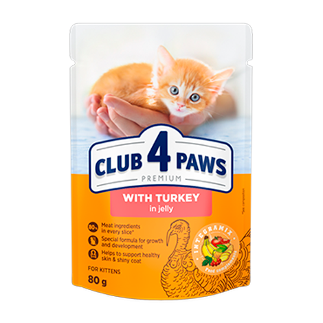 Club 4 Paws пауч за бебета котенца с пуйка в желе 80гр