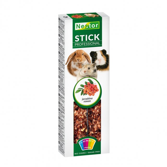 Professional stick for rodents and rabbits with rowan