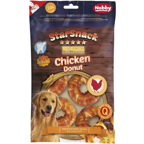NOBBY лакомство StarSnack 2в1 Barbecue Donut Chicken 110гр/5бр/5см