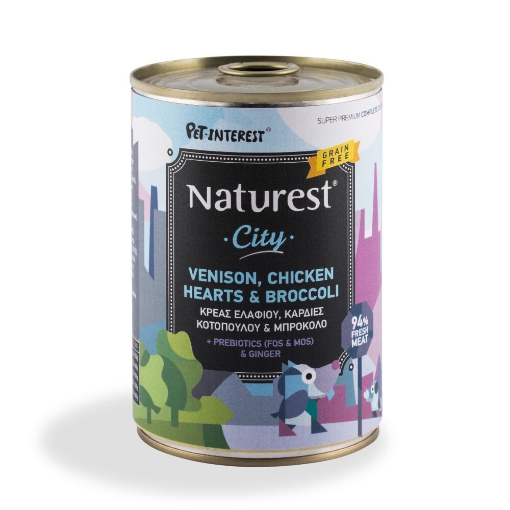 Pet Interest Naturest консерва за възрастни кучета с елен, пилешки сърца и броколи 400гр