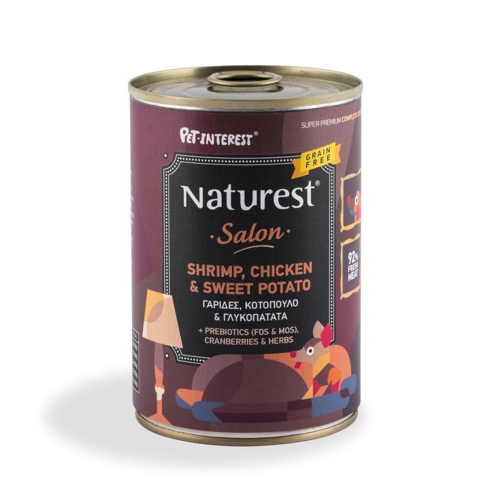 Pet Interest Naturest консерва за възрастни кучета със скариди, пиле и сладък картоф 400гр