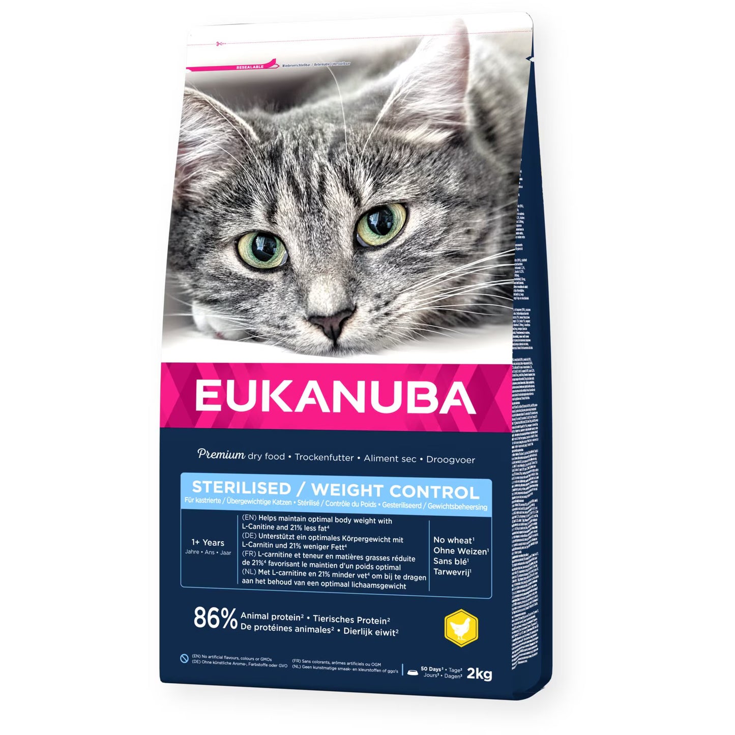 EUKANUBA кастрирани котки с наднормено тегло с пиле
