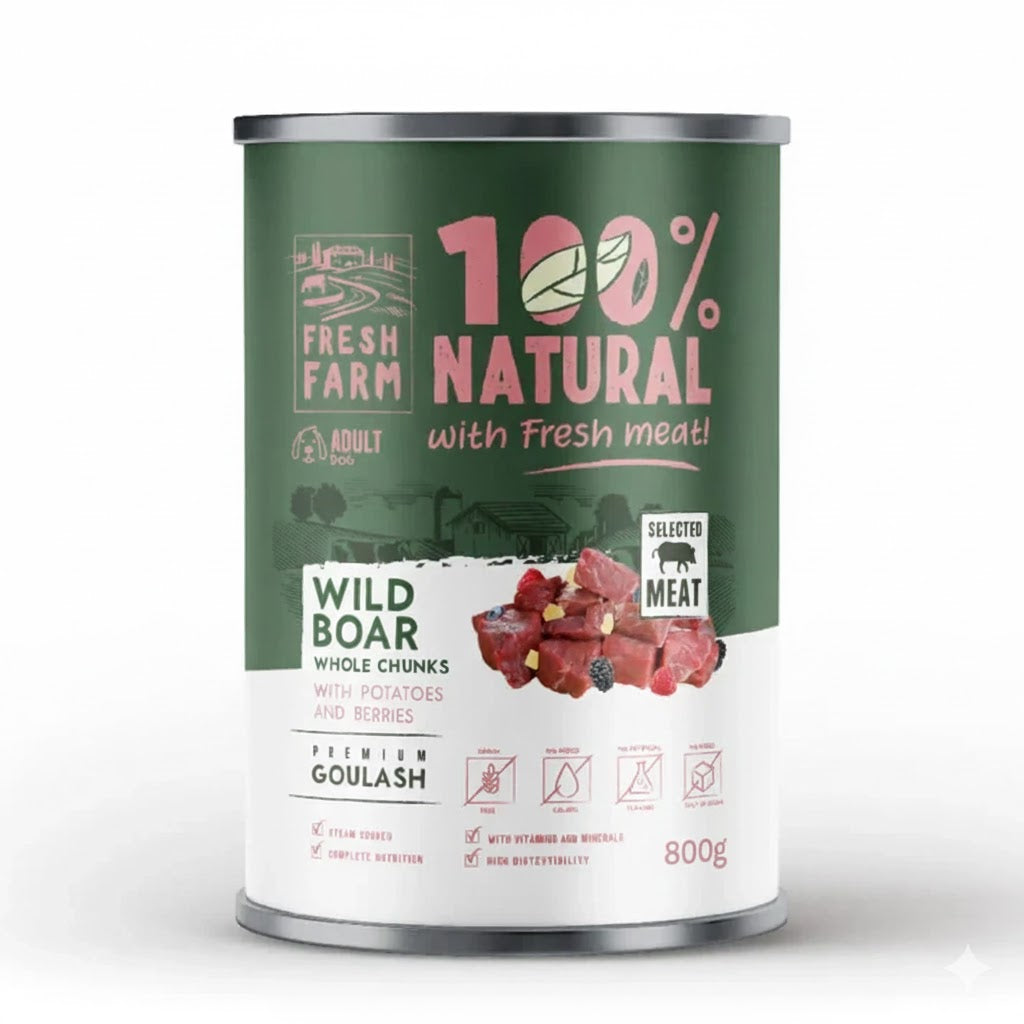 ФРЕШ ФАРМ куче гулаш Див глиган, картофи и горски плодове