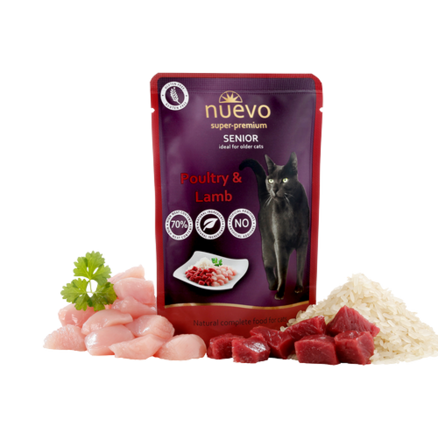 NUEVO SENIOR пауч за възрастни котки с пиле и агнешко 85гр