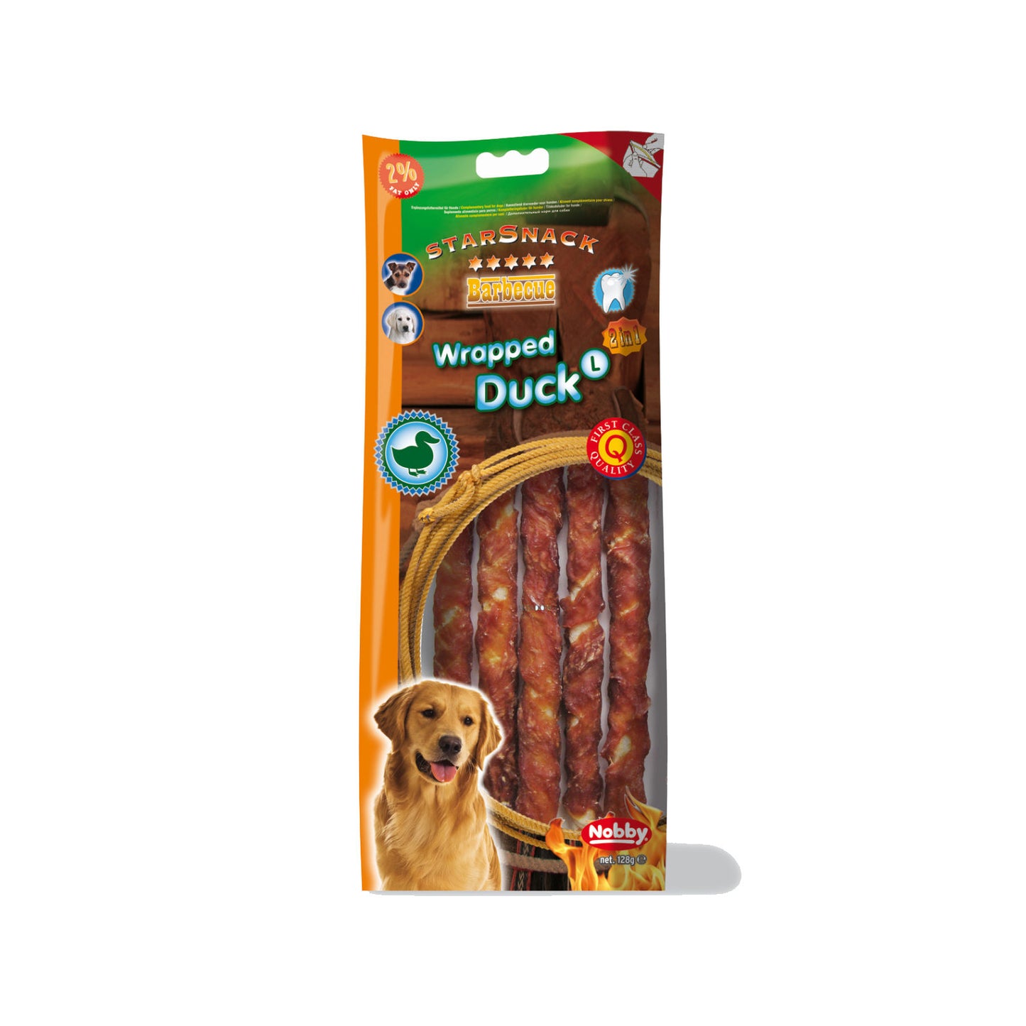 NOBBY лакомствоStarSnack 2в1 Barbecue Wrapped Duck L 128гр