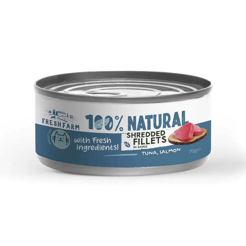 FRESH FARM филенца в консерва за коте с риба тон, сьомга и пиле в сос 70гр
