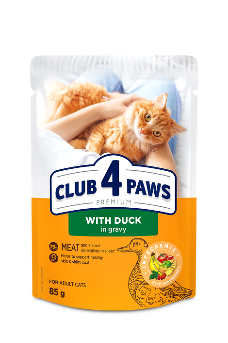 Club 4 Paws пауч за котка с патица в сос 85гр