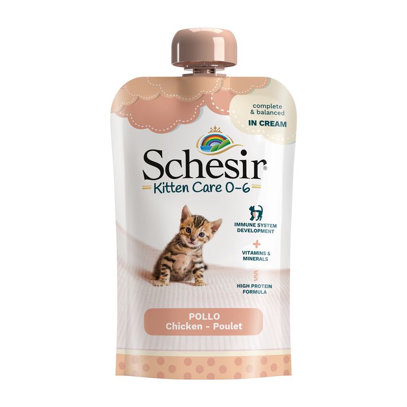 Schesir Kitten Care 0-6 крем с пилешко за бебета котенца