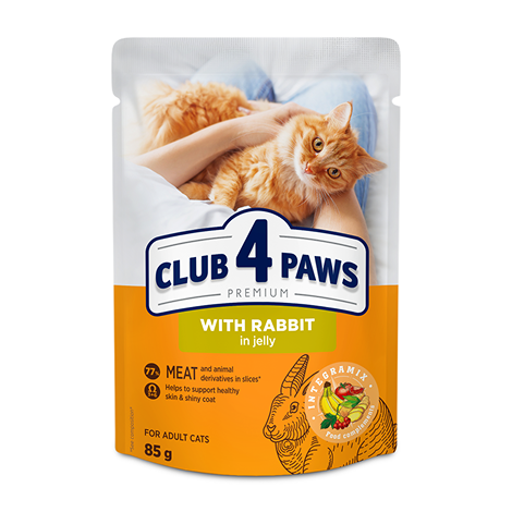 Club 4 Paws пауч за котка със заек в желе 85гр