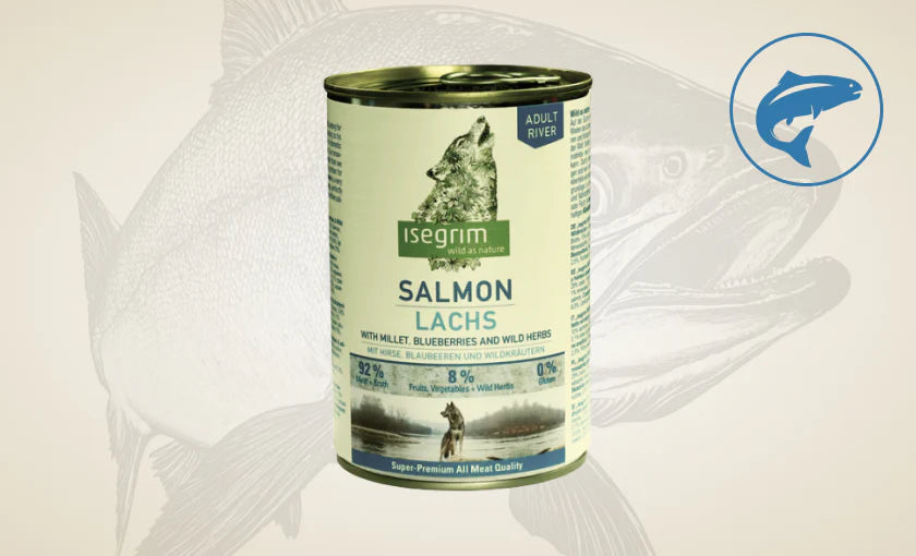 ISEGRIM куче сьомга, боровинки и билки