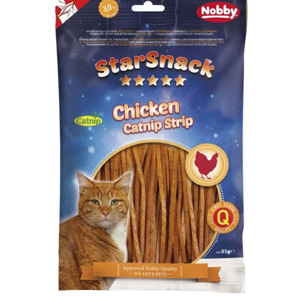 NOBBY лакомство за котка StarSnackChickenCatnipStrip 85гр