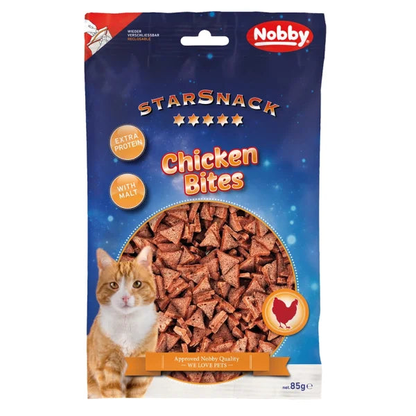 NOBBY лакомство за котки StarSnack пилешки хапки с малц 85гр