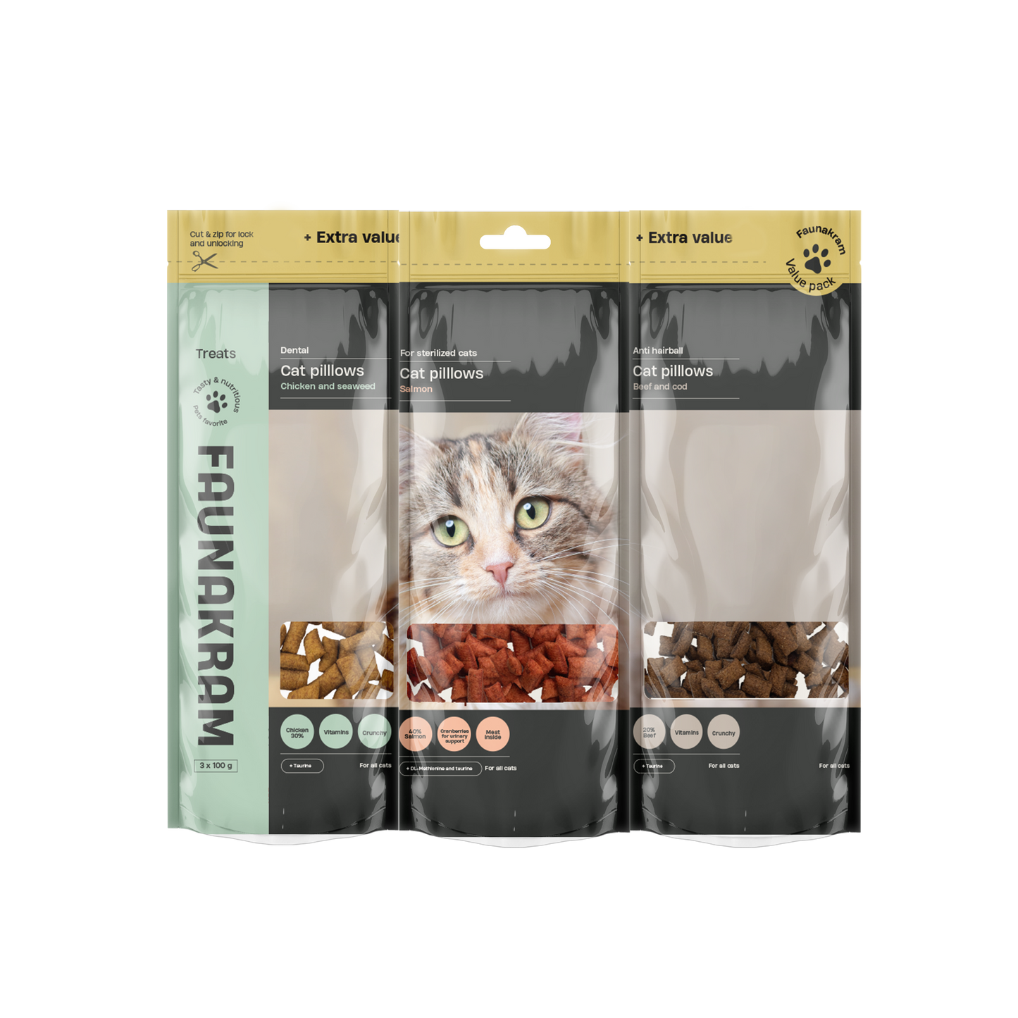 Faunacram Cat Pillows on white background