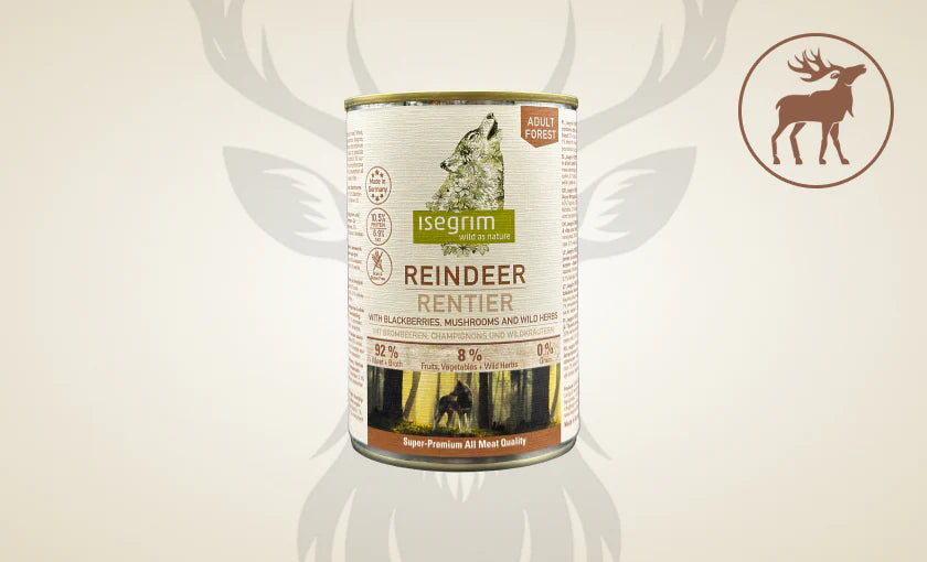 ISEGRIM deer dog, blackberries and mushrooms