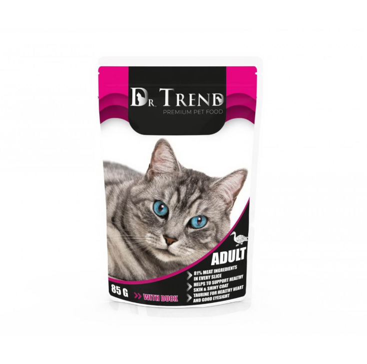 DR TREND Pouch cat adult with Duck 12x85g