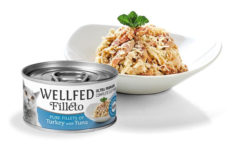 WELLFED филенца за котка с пуйка и риба тон 70гр
