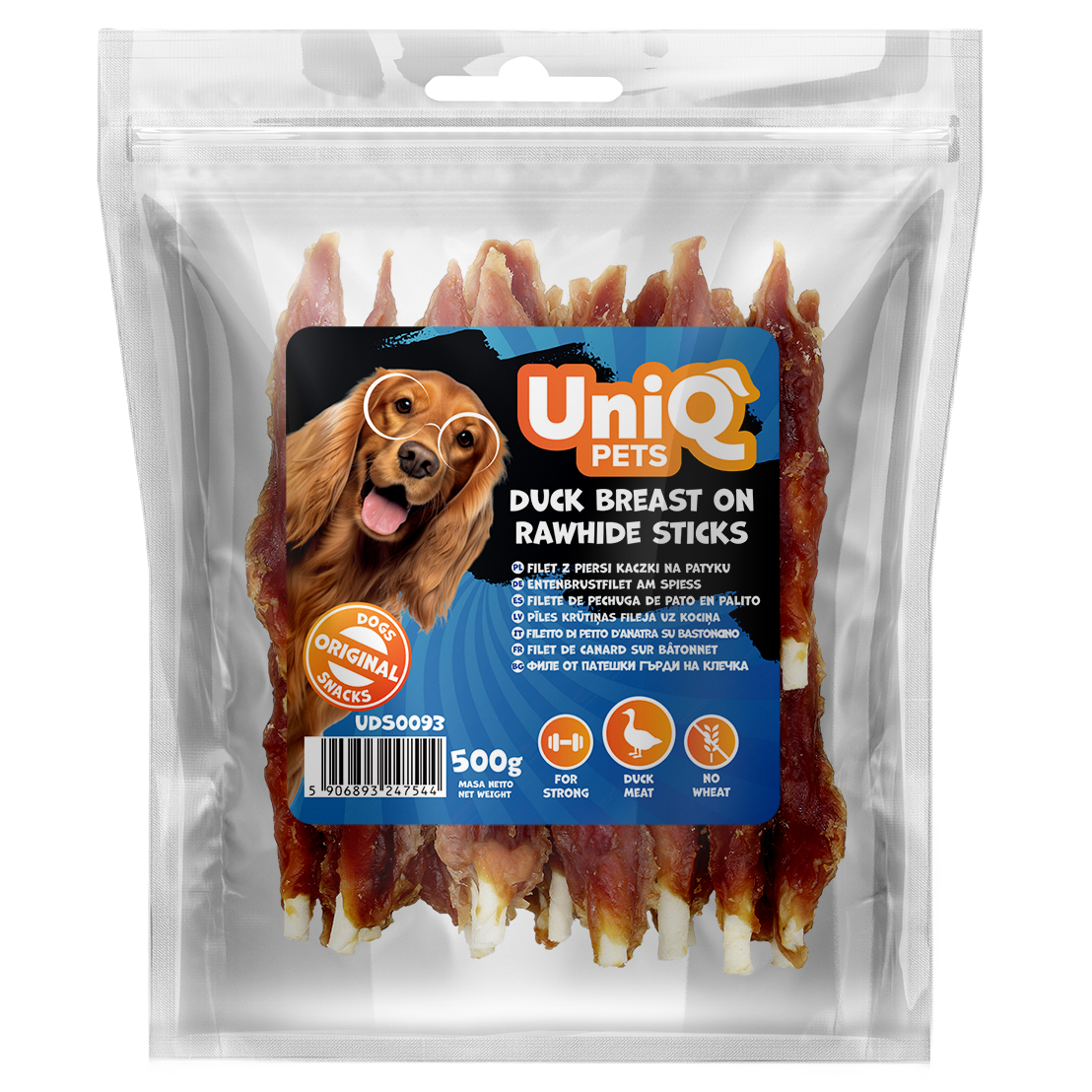 UNIQ PETS дъвчащи стикове с патешко 12см 500гр
