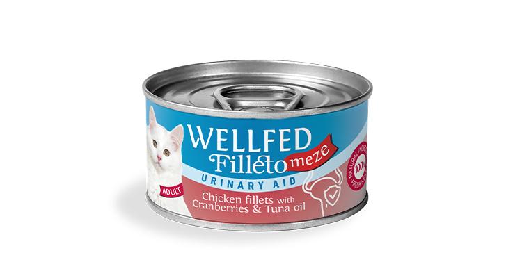 WELLFED филенца за котка URINARY AID с пиле, червени боровинки и масло от риба тон 70гр