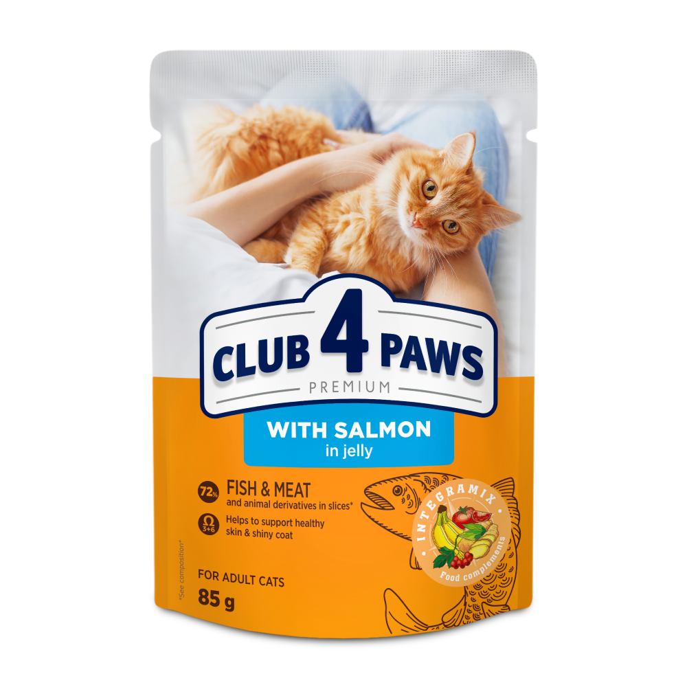 Club 4 Paws пауч за котка със сьомга в желе 85гр