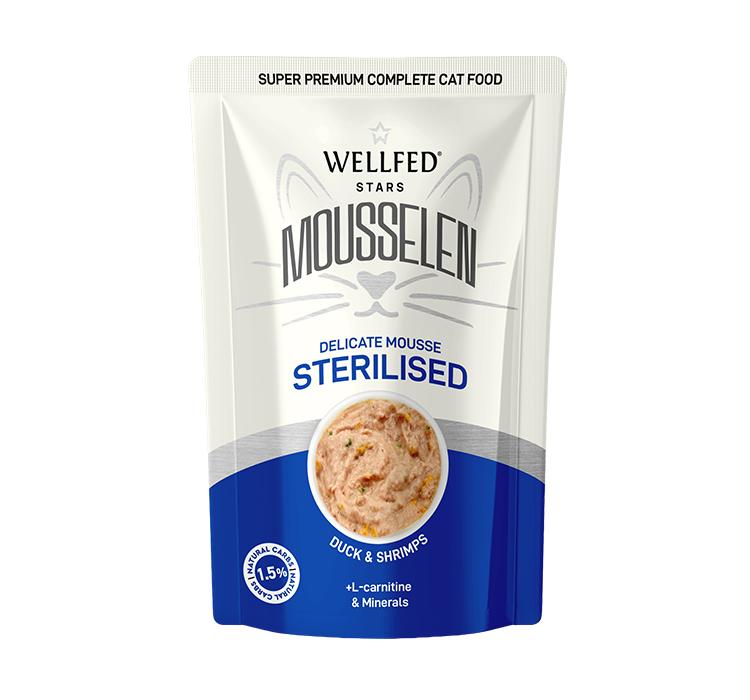 WELLFED мус за кастрирани котки с патица и скариди 40гр