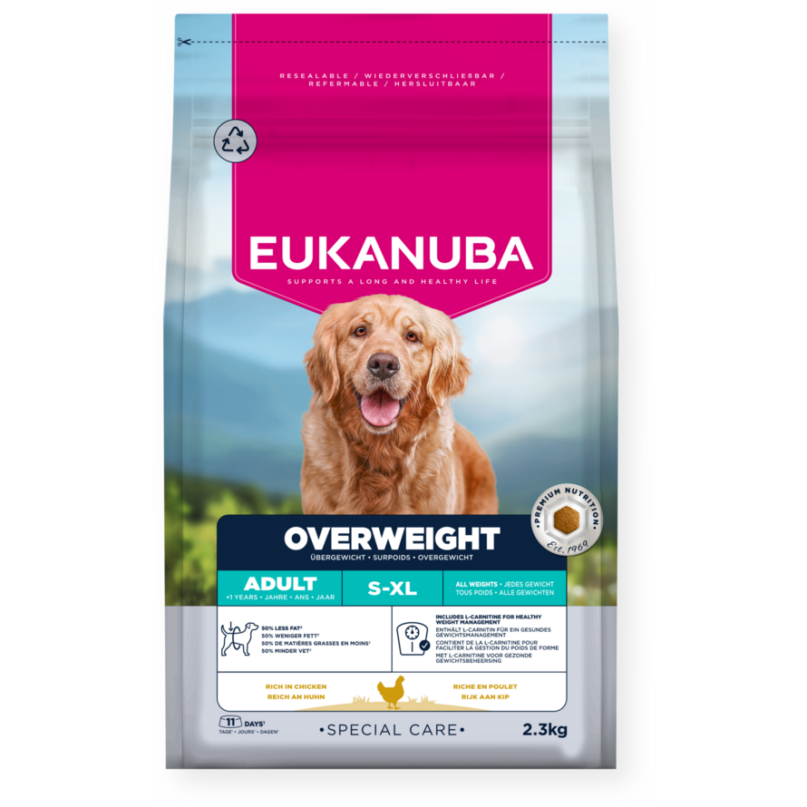 EUKANUBA храна за кучета с наднормено тегло, кастрирани или ниска физическа активност от всички породи с пиле