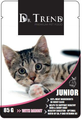 DR TREND Pouch cat JUNIOR with Rabbit 12x85g