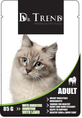 DR TREND Пауч котка адълт SENSITIVE DIGESTION агне 12х85гр