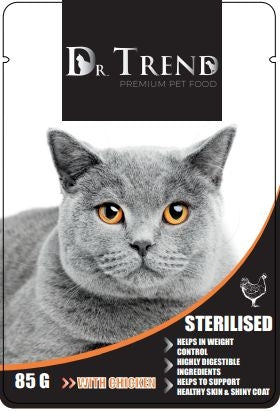 DR TREND Пауч котка адълт STERILISED с пиле 12х85гр