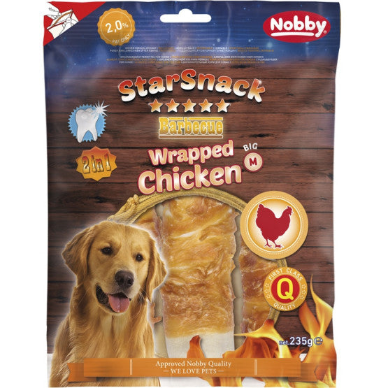 NOBBY лакомство StarSnack 2в1 Barbecue Wrapped Chicken 235гр/3бр/15см