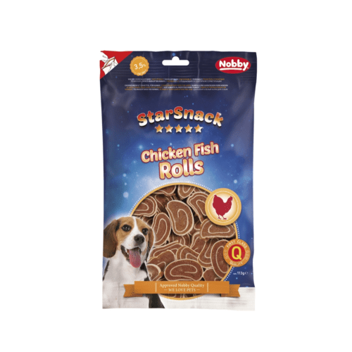 NOBBY лакомство StarSnackChickenFishRolls 113гр