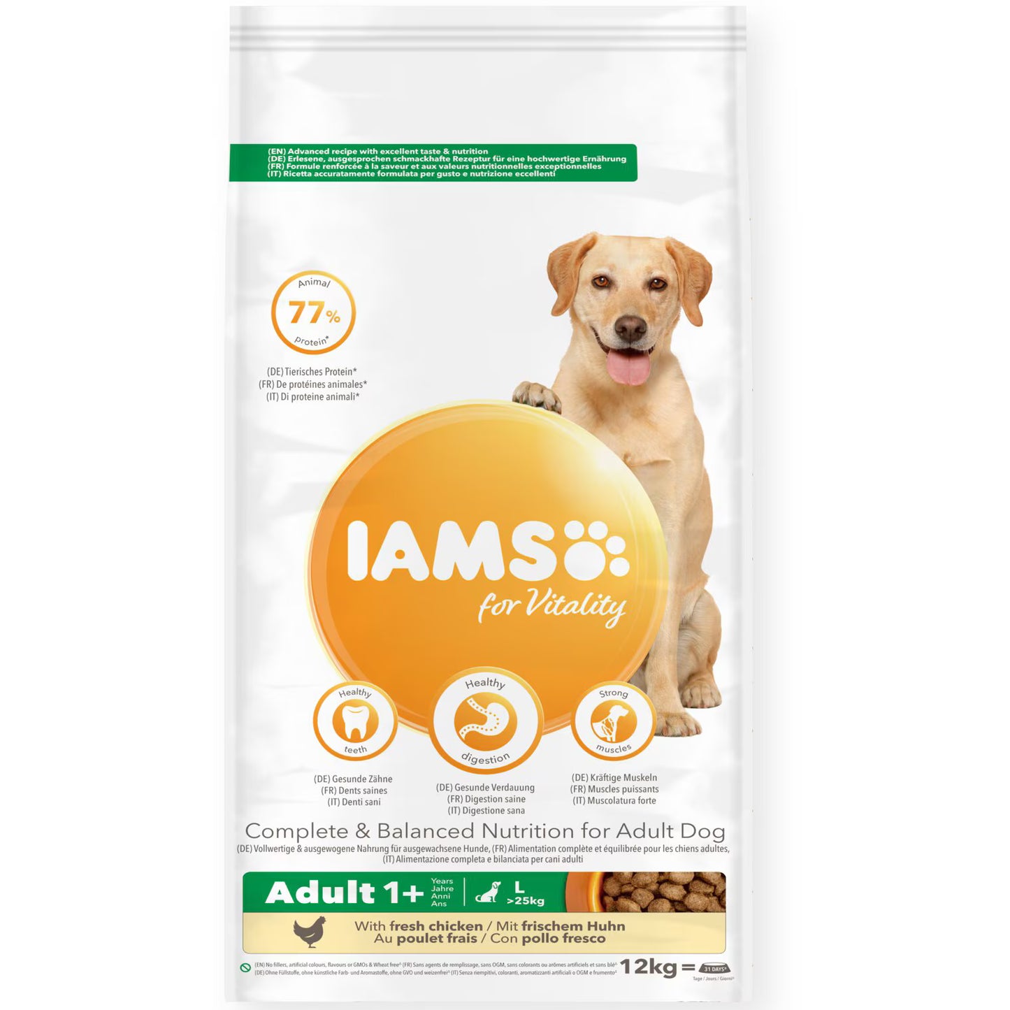 Iams за кучета от големи породи с пиле 12кг