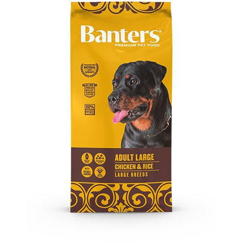 BANTERS-храна за възрастни кучета от едри породи с пиле и ориз