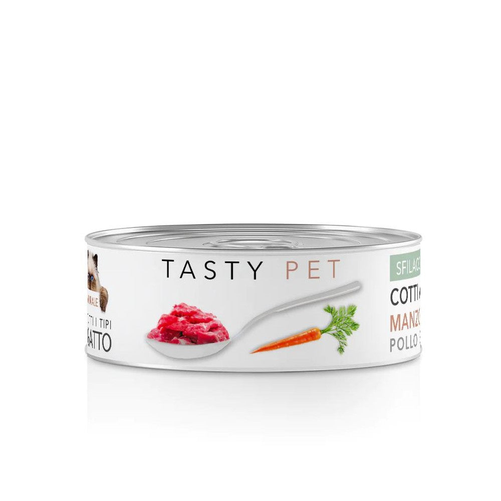 TASTY PET консерва за котка с говеждо, пиле, грах и морков 70гр