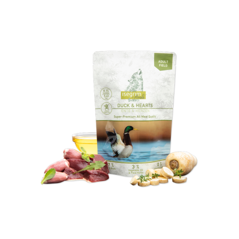 ISEGRIM куче патица и сърца пауч 410 гр.