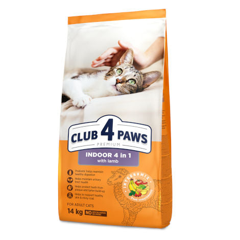 Club 4 paws cat indoor 4in1 с агнешко 14кг