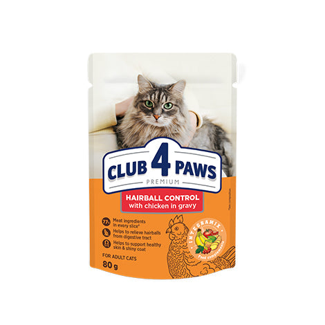 Club 4 Paws Hairball Control с Пиле в сос 100гр