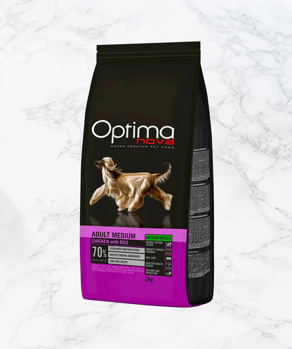 Optima Nova- храна за възрастни кучета от средни породи с пиле и ориз