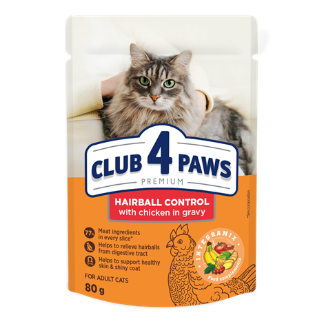 Club 4 Paws Hairball Control с пиле в сос 80гр