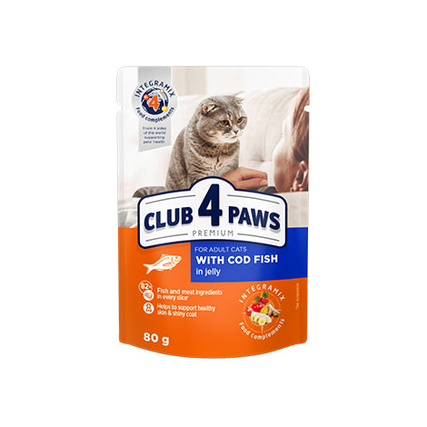 Club 4 Paws пауч за котка с Риба Треска в желе 100гр