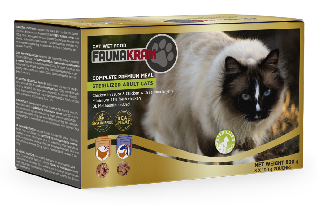 Faunakram wet food on white background