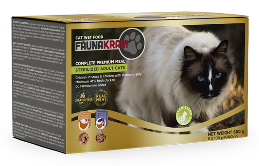 Faunakram wet food on white background