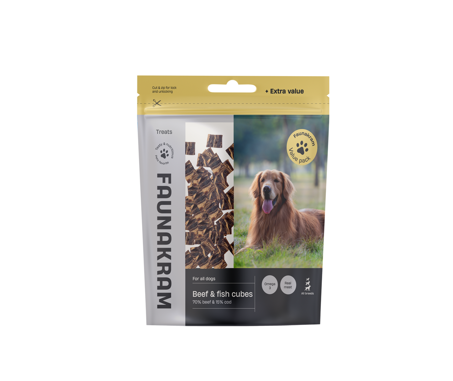 Faunakram 500g valuepack beef & cod cubes