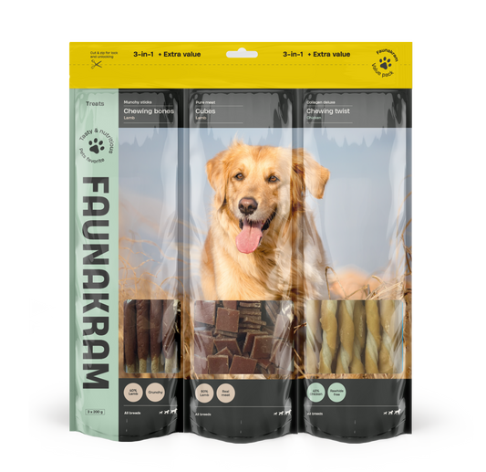 FAUNAKRAM 3-IN-1 Colagen cabobs: Strips: Expanded rawhide bone: