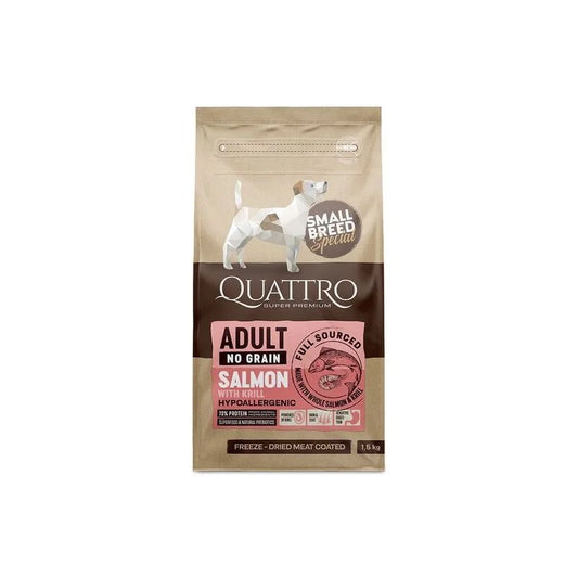 QUATTRO ADULT SALMON суха храна за дребни породи кучета със сьомга и крил
