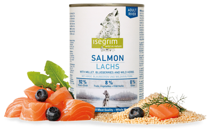 ISEGRIM куче сьомга, боровинки и билки