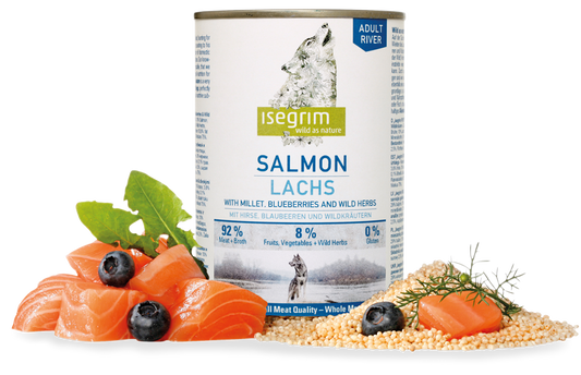 ISEGRIM куче сьомга, боровинки и билки
