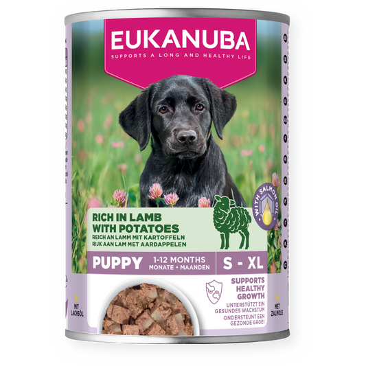 EUKANUBA консерва за подрастващи кученца от всички породи с агнешко и картофи 400гр