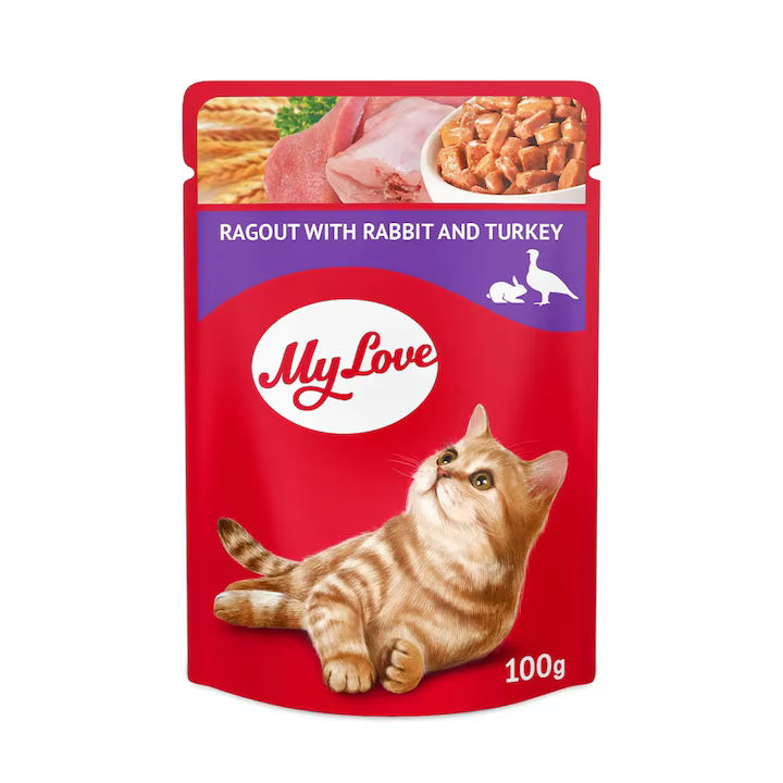My Love пауч за котки с рагу, заек и пуйка 100гр