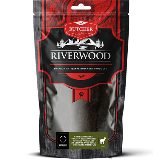 RIVERWOOD сушени лакомства уши от коза с козина 100гр