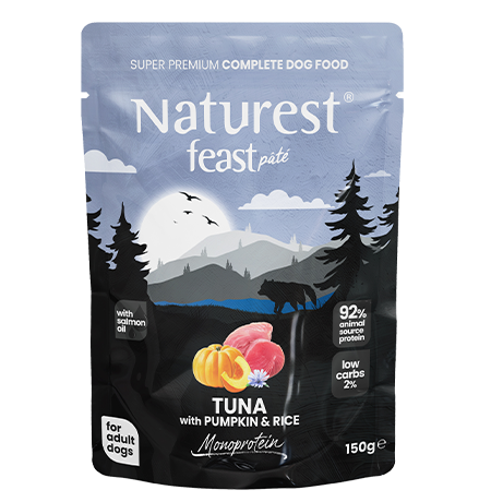 Naturest feast pate монопротеинов пауч за кучета с риба тон, тиква и ориз 150гр